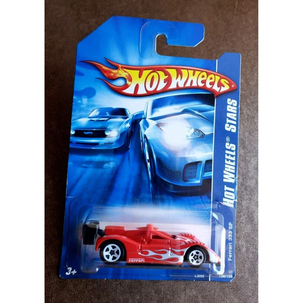 2007 Hot Wheels ALL STARS FERRARI 333 SP #139/156 RED 1:64 WHITE RIM 5 SP #L3092